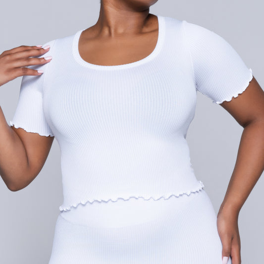 Frill Edit White Gym Top