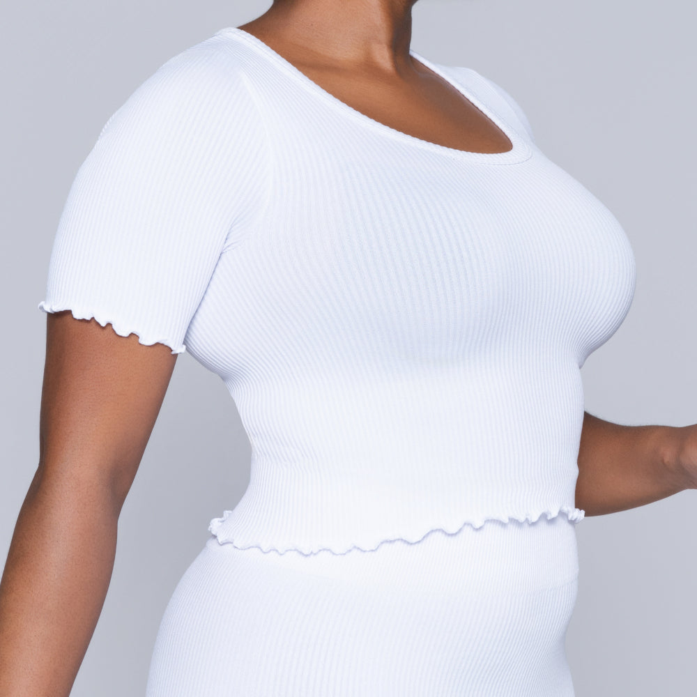 Frill Edit White Gym Top