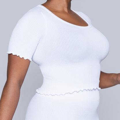 Frill Edit White Gym Top