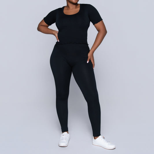 Frill Edit Black Gym Top