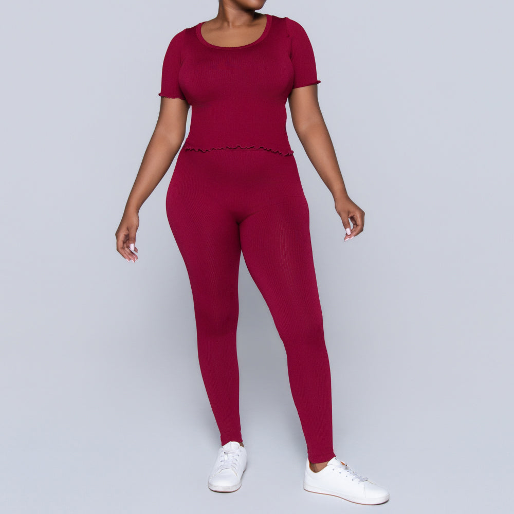 Red Frill Edit Gym Pants