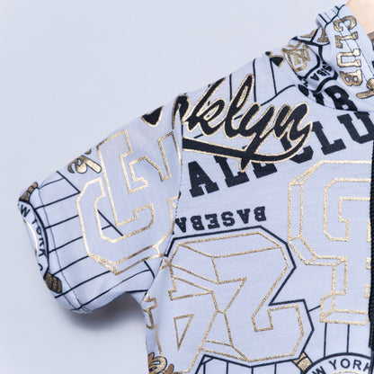 Boys White Baseball Top And Shorts Set