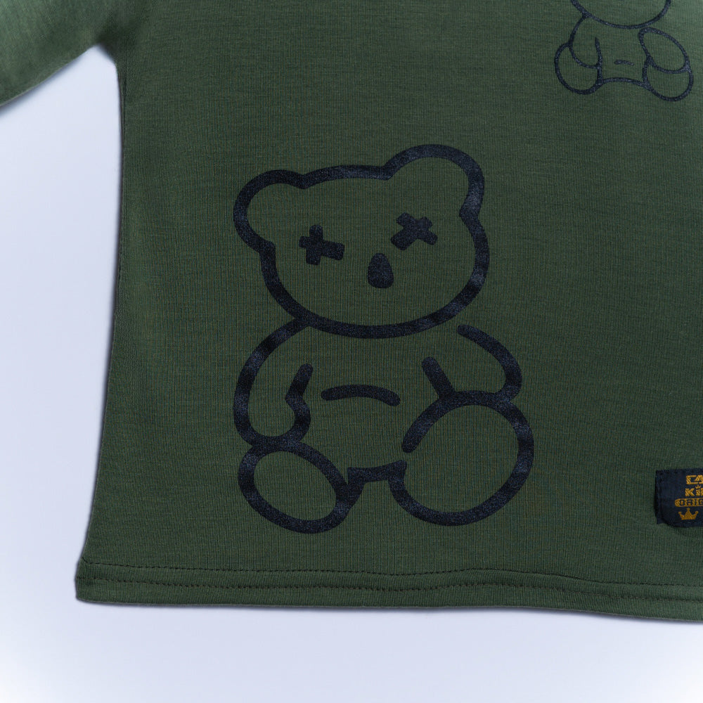 Olive Bear Print Boys Tee