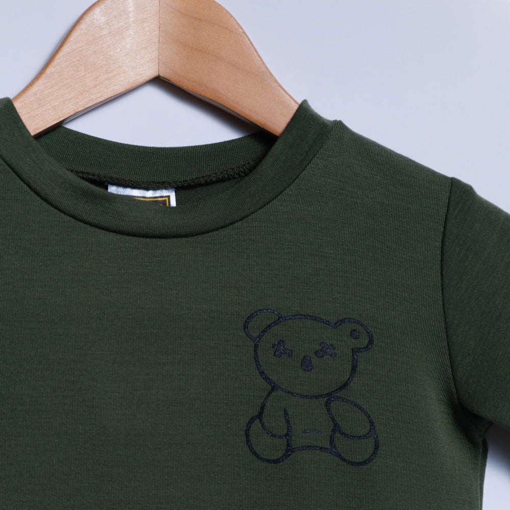 Olive Bear Print Boys Tee