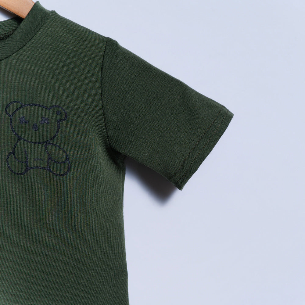Olive Bear Print Boys Tee