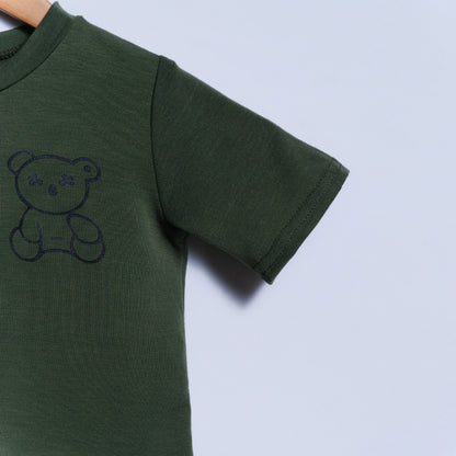 Olive Bear Print Boys Tee