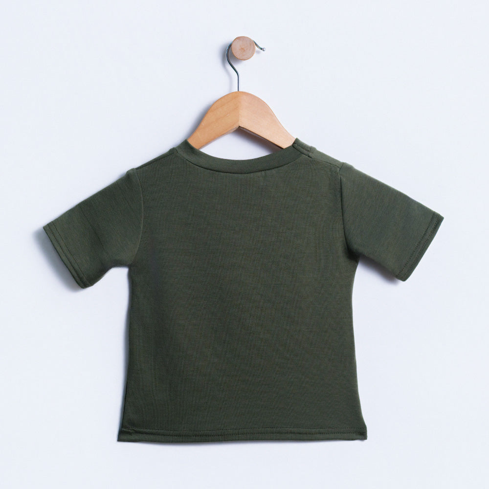 Olive Bear Print Boys Tee