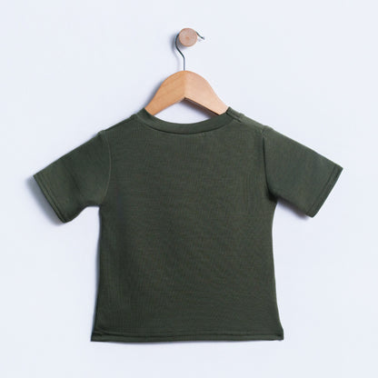 Olive Bear Print Boys Tee