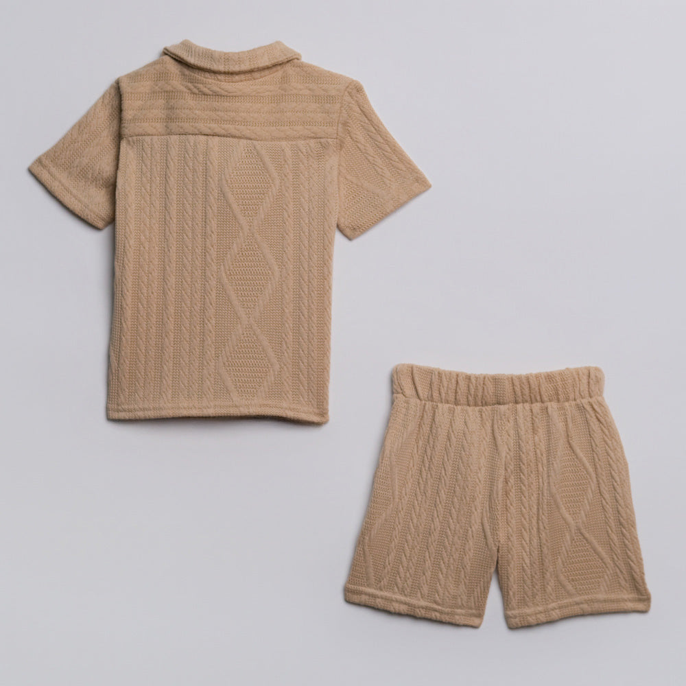 Boys Cable Knit Top And Shorts Set