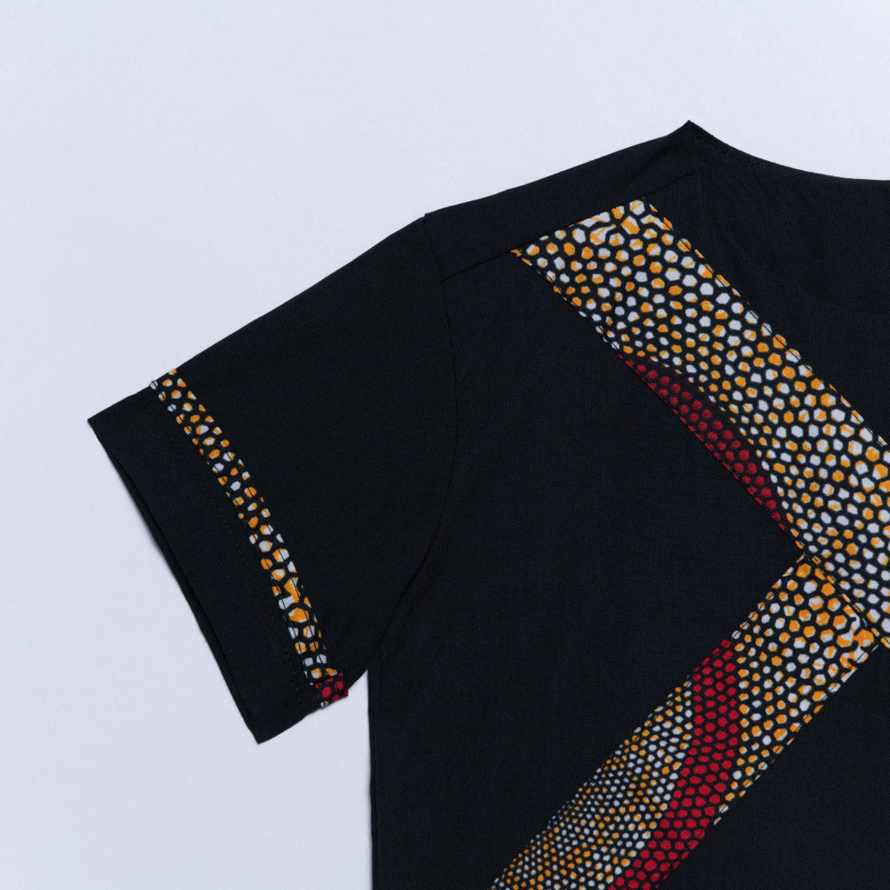 Boys Black Wax Ethnic Print Top