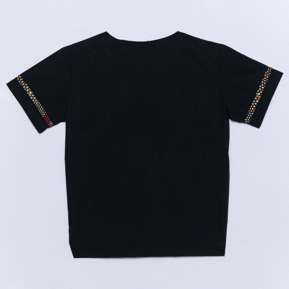 Boys Black Wax Ethnic Print Top