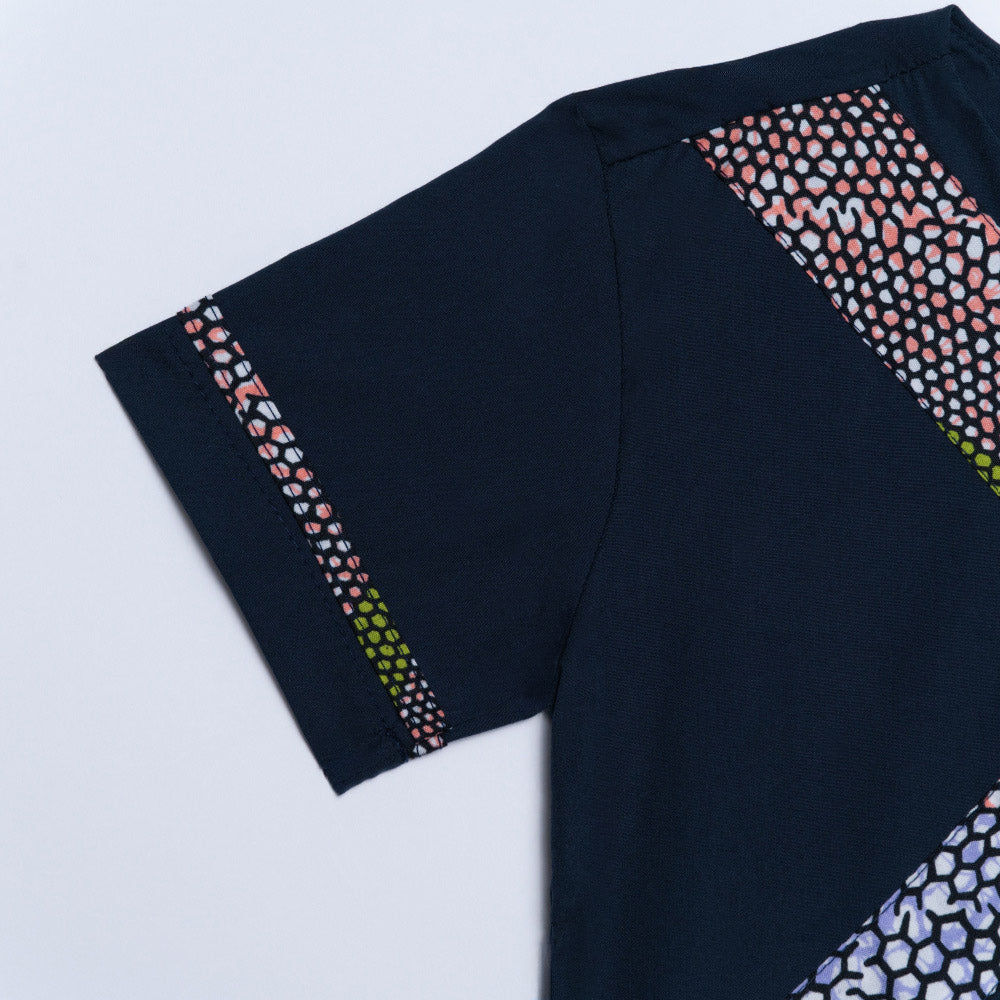 Boys Navy Wax Ethnic Print Top