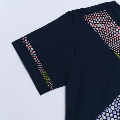 Boys Navy Wax Ethnic Print Top
