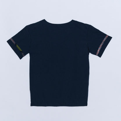 Boys Navy Wax Ethnic Print Top
