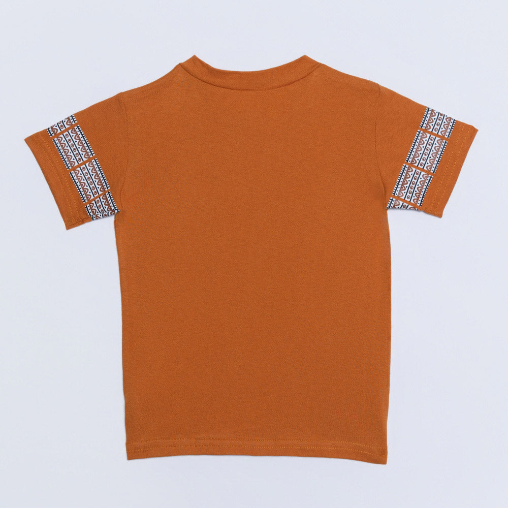 Boys Mustard Ethnic Print Top