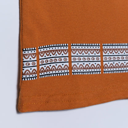 Boys Mustard Ethnic Print Top