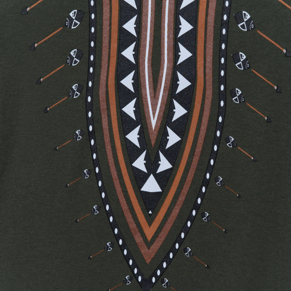 Boys Olive  Ethnic Print Top