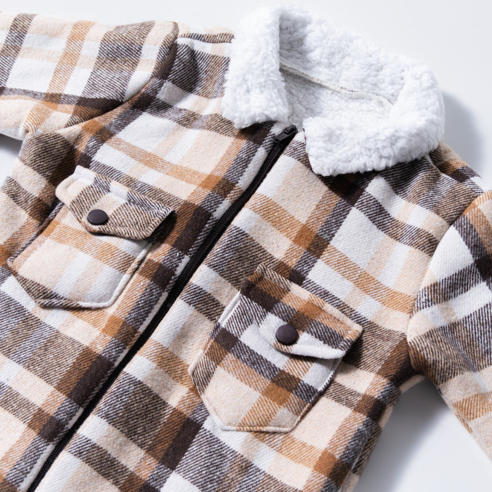 Boys Check Print Sherpa Shacket