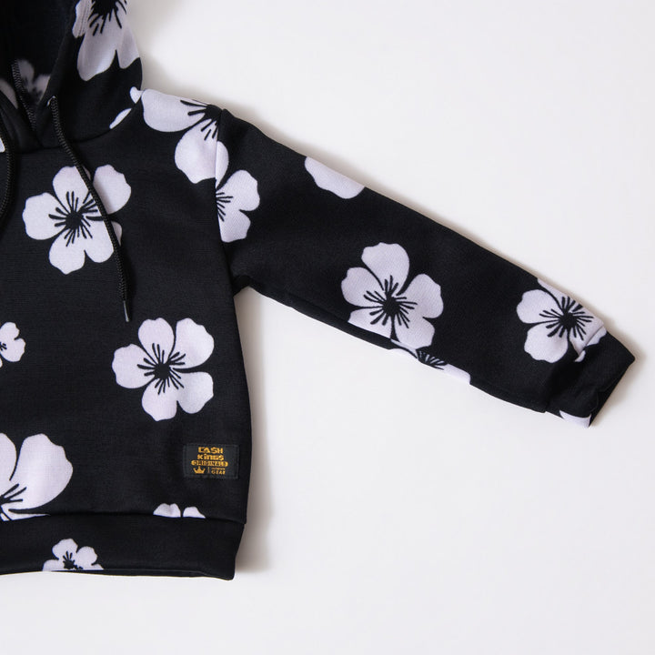 Boys Black Hooded Printed Tracksuit Set