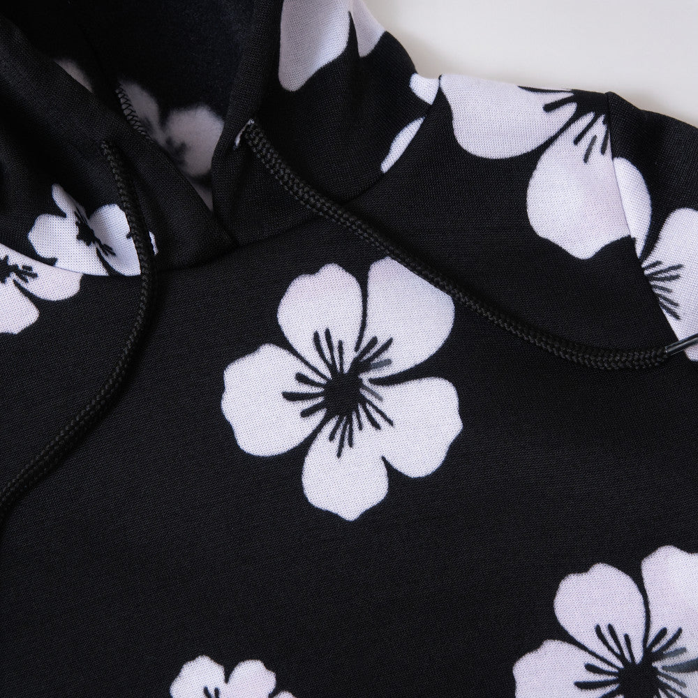 Boys Black Hooded Printed Tracksuit Set