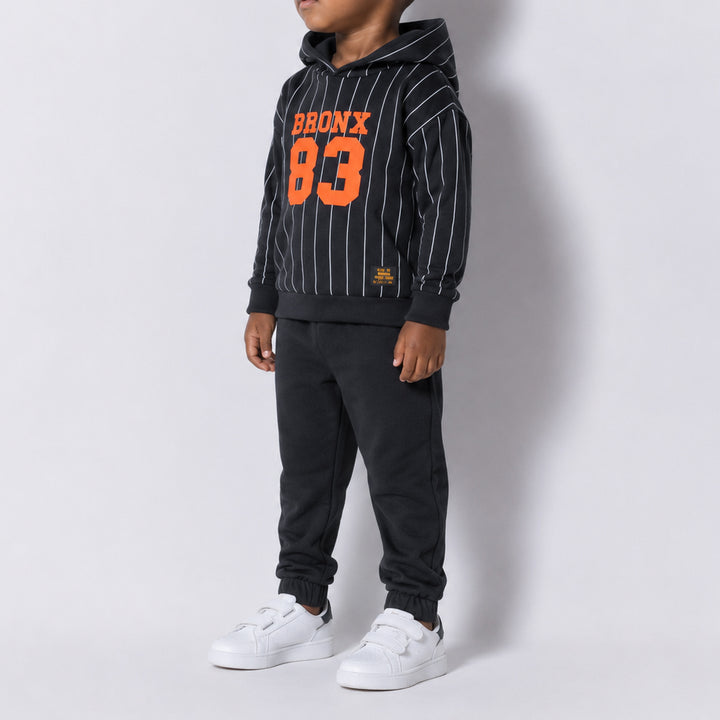 Boys Striped Black Tracksuit Set