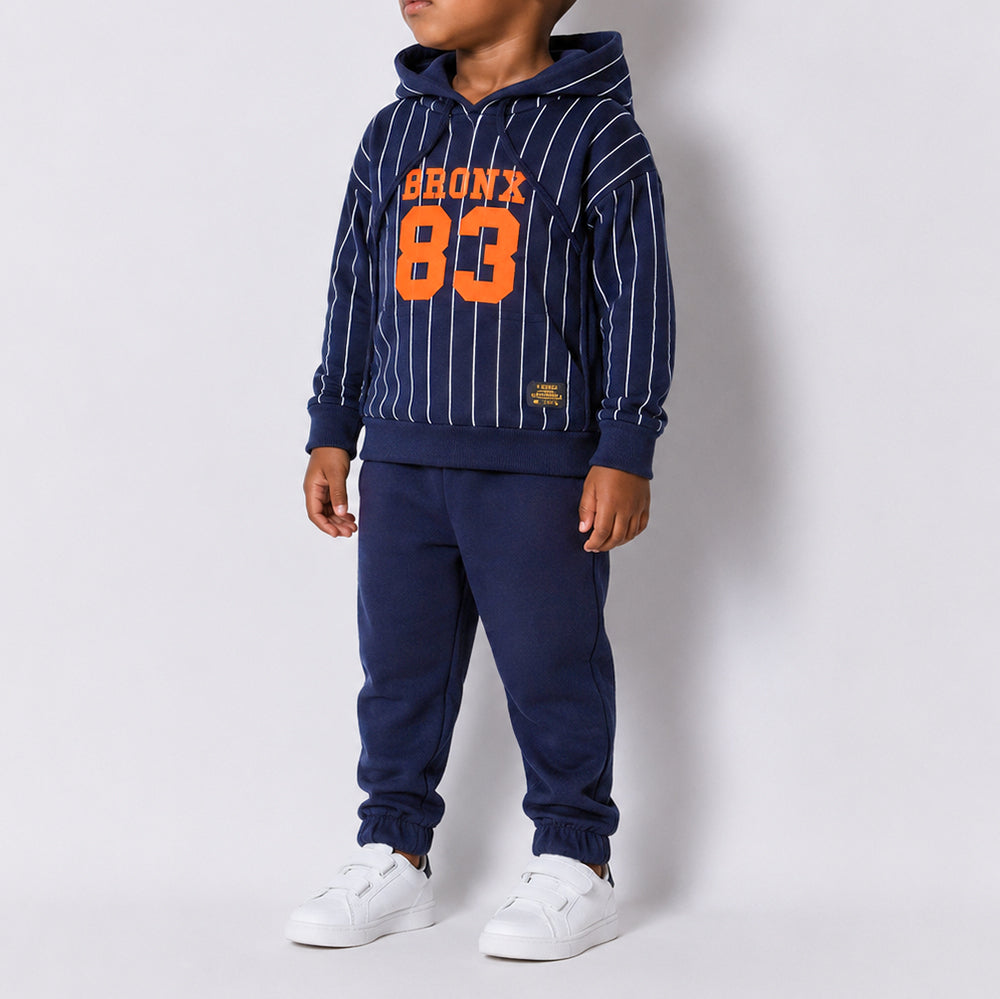 Boys Striped Navy Tracksuit Set