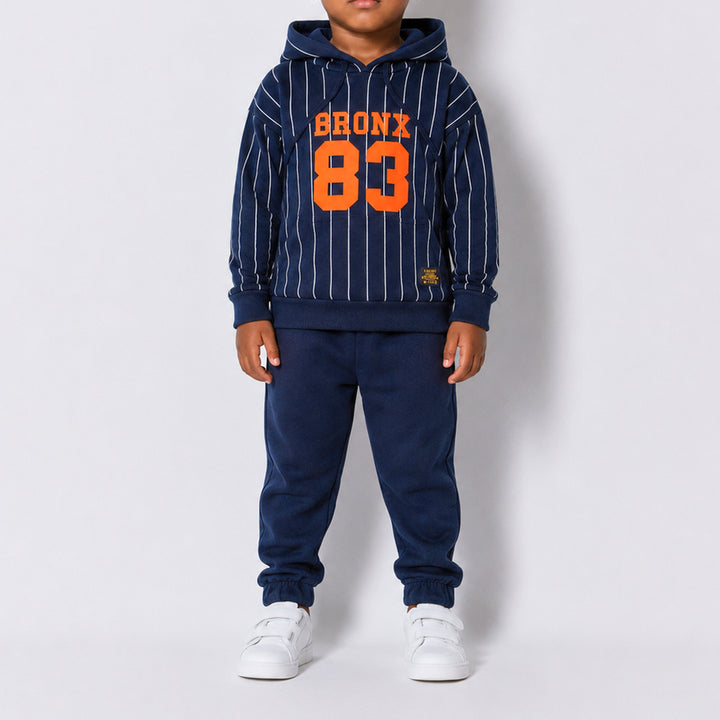 Boys Striped Navy Tracksuit Set