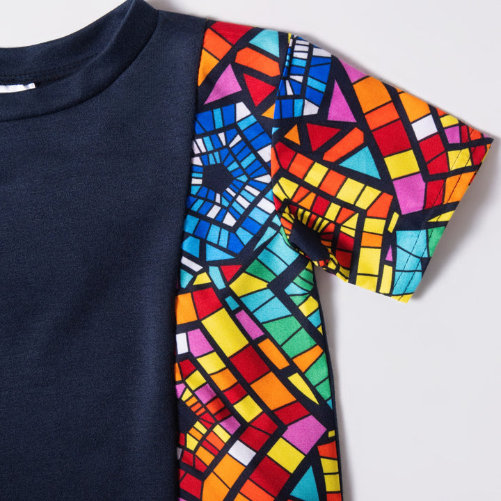 Boys Navy Wax Print Set