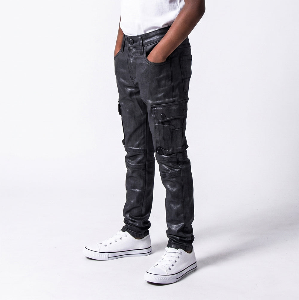 Boys Black Cargo Jeans
