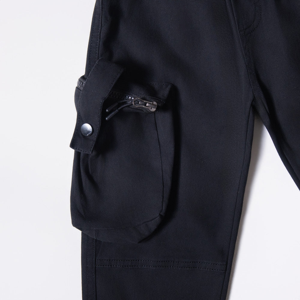 Boys Zip Black Cargo Jogger