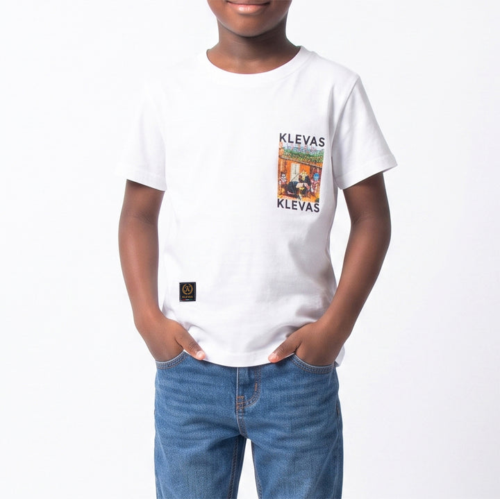 Boys Printed White Tee