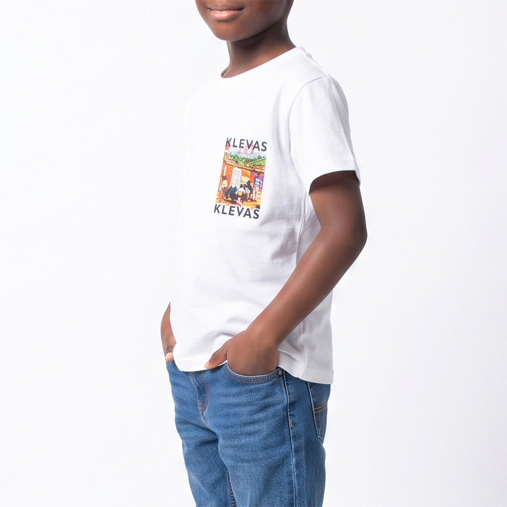 Boys Printed White Tee