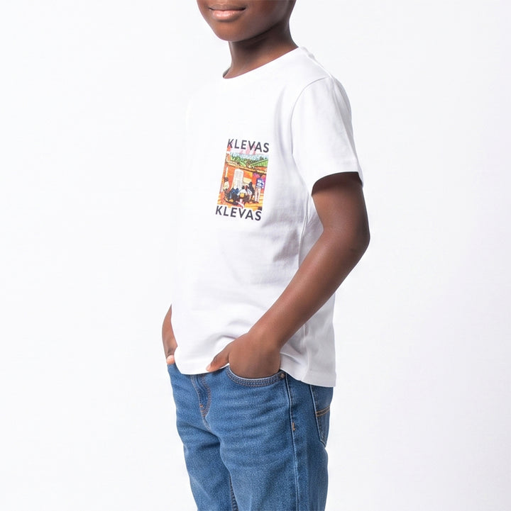 Boys Printed White Tee
