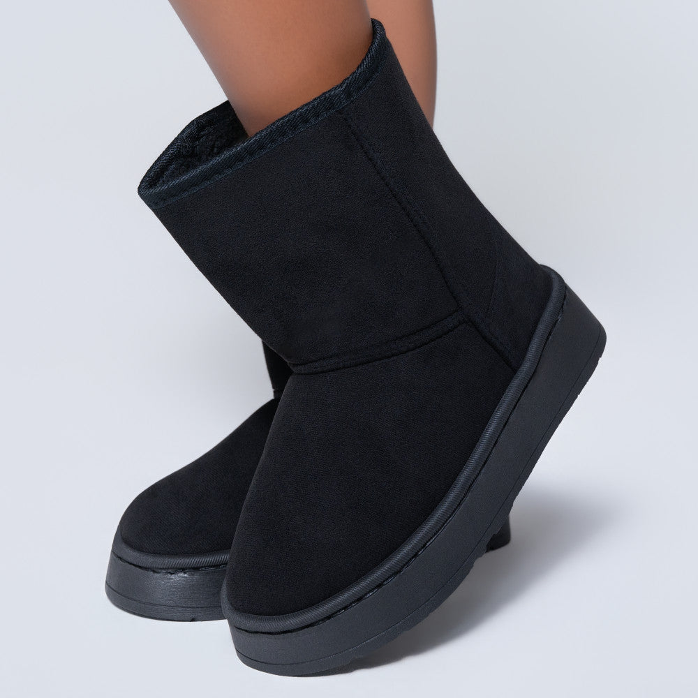 Ladies Slip On Black Boots