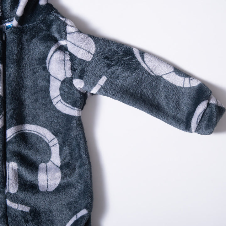 Boys Coral Velour Onesie