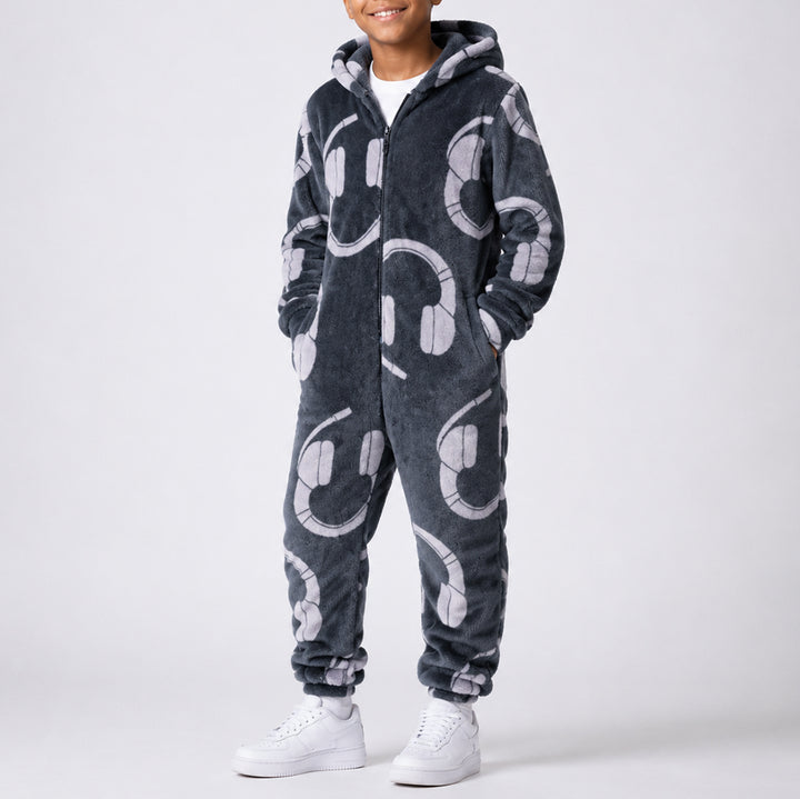 Boys Coral Velour Onesie