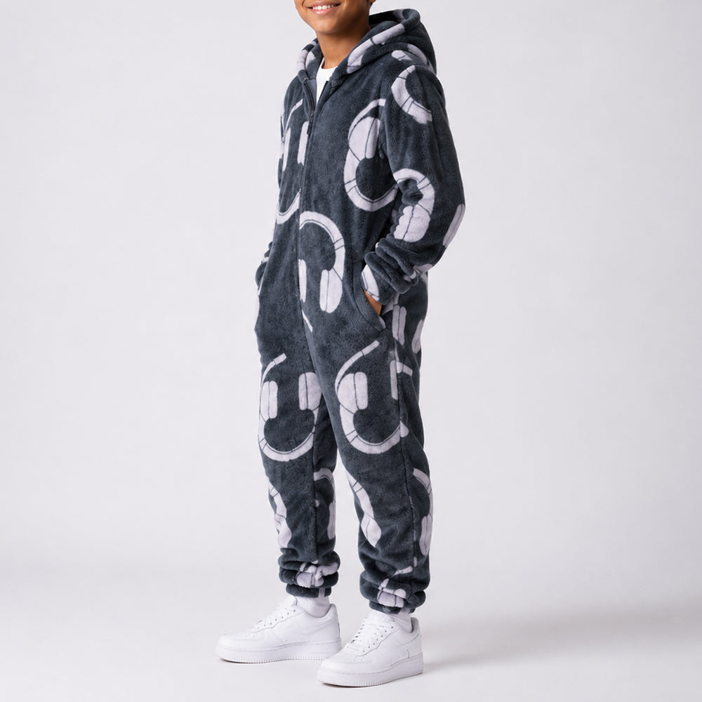 Boys Coral Velour Onesie