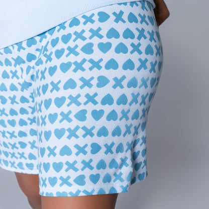 XOXO Blue Printed Shorty Pyjamas