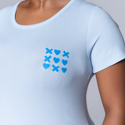 XOXO Blue Printed Shorty Pyjamas