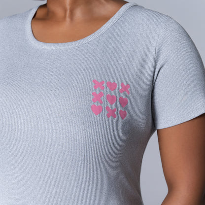 XOXO Grey Printed Shorty Pyjamas