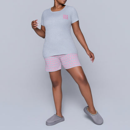 XOXO Grey Printed Shorty Pyjamas