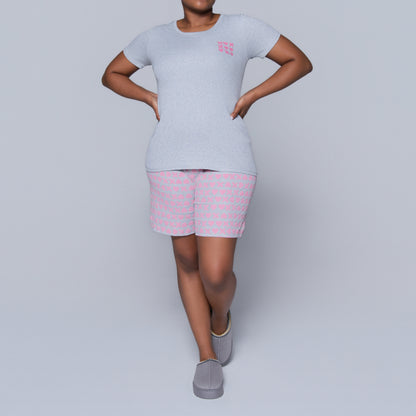 XOXO Grey Printed Shorty Pyjamas