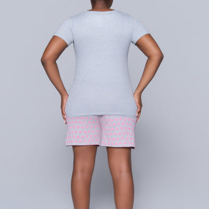 XOXO Grey Printed Shorty Pyjamas