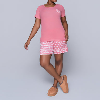 XOXO Pink Printed Shorty Pyjamas