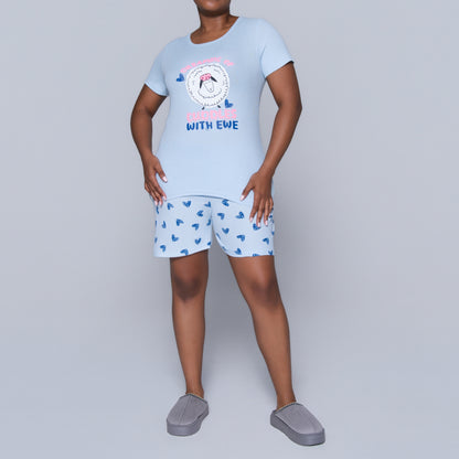 Blue Cuddles Edit Shorty Pyjamas Set