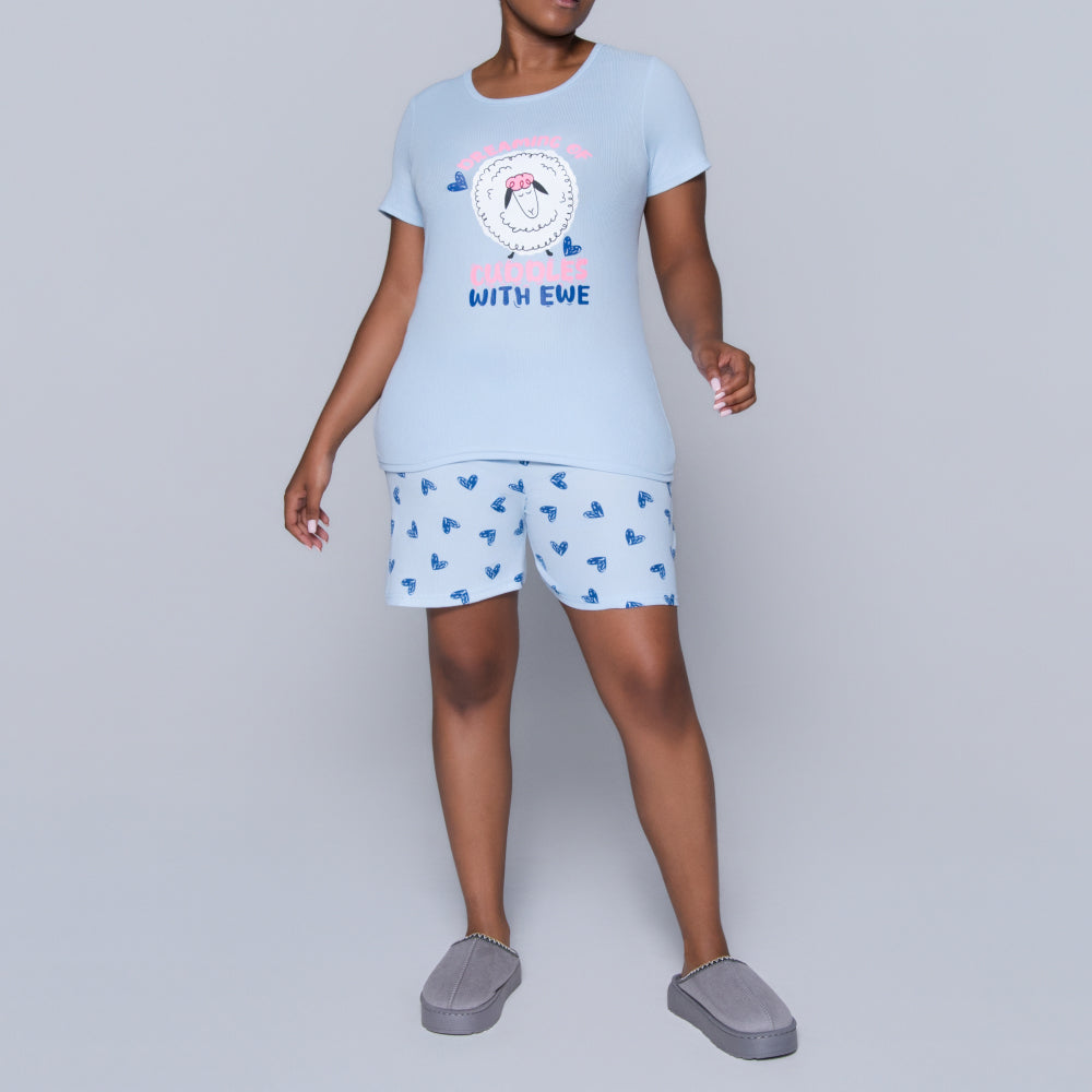 Blue Cuddles Edit Shorty Pyjamas Set