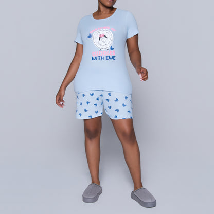Blue Cuddles Edit Shorty Pyjamas Set