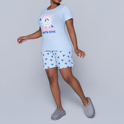 Blue Cuddles Edit Shorty Pyjamas Set