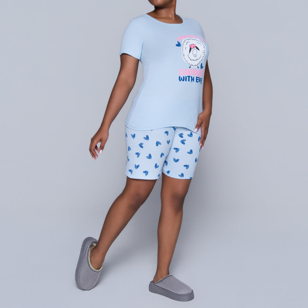 Blue Cuddles Edit Shorty Pyjamas Set