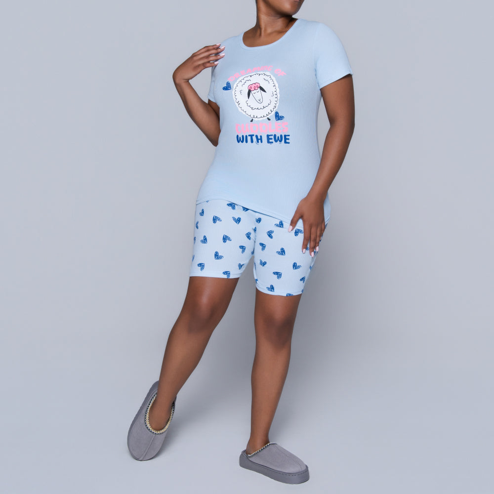 Blue Cuddles Edit Shorty Pyjamas Set